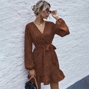 Shein brown polka dot dress